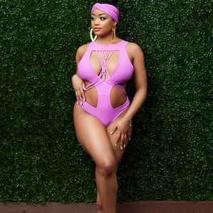 Akila Monokini Keva J One Piece Strappy Flamingo Pink Purple Medium